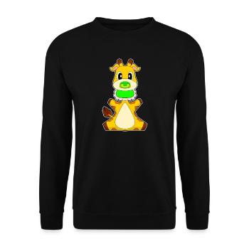 Giraffe Baby Bib Pacifier - Unisex Sweatshirt - black - Front - Alina (178cm) & Michal (187cm)