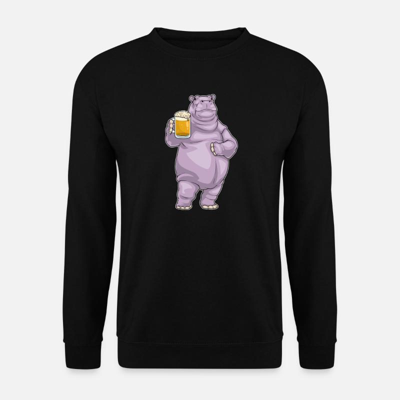 Nilpferd Krug Bier - Unisex Pullover - Schwarz