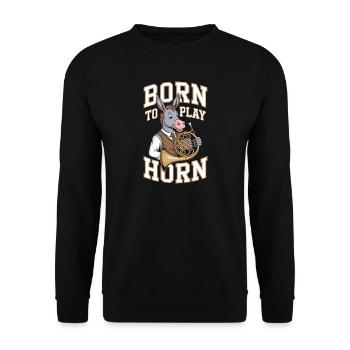 Âne avec cor français - Né pour jouer du cor - Sweat-shirt Unisexe - noir - Devant - Alina (178cm) & Michal (187cm)