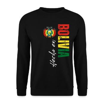 Hergestellt in Bolivien, bolivianischer Stolz - Unisex Pullover - Schwarz - Vorne - Alina (178cm) & Michal (187cm)