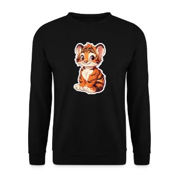 Tigre mignon - Idée cadeau amusante pour les enfants - Sweat-shirt Unisexe - noir - Devant - Alina (178cm) & Michal (187cm)
