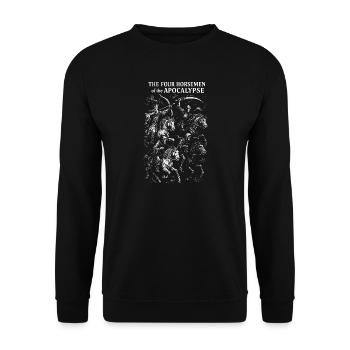 Die vier Reiter der Apokalypse Illustration - Unisex Pullover - Schwarz - Vorne - Alina (178cm) & Michal (187cm)