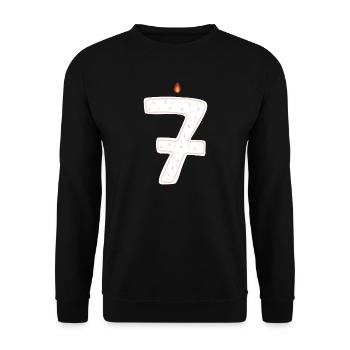 Skurrile Geburtstagskerze Nummer Sieben - Unisex Pullover - Schwarz - Vorne - Alina (178cm) & Michal (187cm)