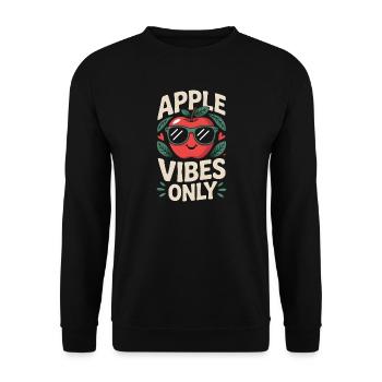 Apple Vibes Only Fall Autumn Apple Picking - Unisex Pullover - Schwarz - Vorne - Alina (178cm) & Michal (187cm)