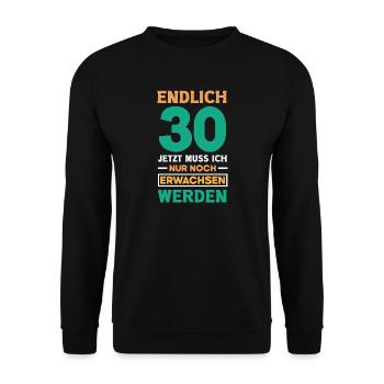 Funny 30th birthday gift - Unisex Sweatshirt - black - Front - Alina (178cm) & Michal (187cm)