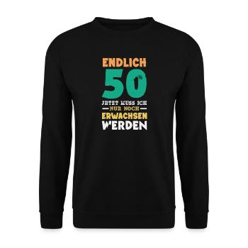 Lustiges 50. Geburtstag Geburtstagsshirt Geschenk - Unisex Pullover - Schwarz - Vorne - Alina (178cm) & Michal (187cm)