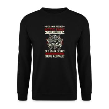 Nordische Mythologie Wikinger Runen Götter - Unisex Pullover - Schwarz - Vorne - Alina (178cm) & Michal (187cm)