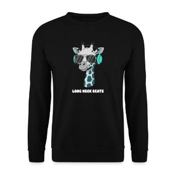 DJ girafe avec casque - Sweat-shirt Unisexe - noir - Devant - Alina (178cm) & Michal (187cm)