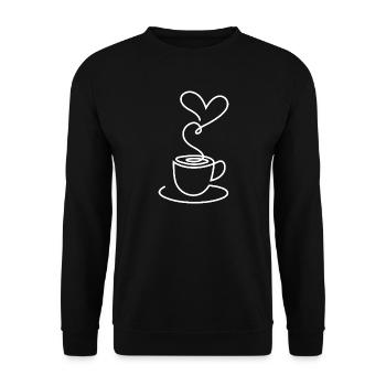 Croquis de thé avec fumée de cœur – Motif romantique - Sweat-shirt Unisexe - noir - Devant - Alina (178cm) & Michal (187cm)