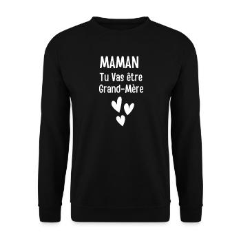 Annonce Grand-Mère Douce Coeurs - Sweat-shirt Unisexe - noir - Devant - Alina (178cm) & Michal (187cm)