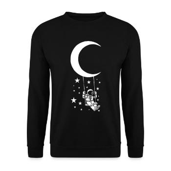 Astronaut auf der Mondschwingung - Unisex Pullover - Schwarz - Vorne - Alina (178cm) & Michal (187cm)