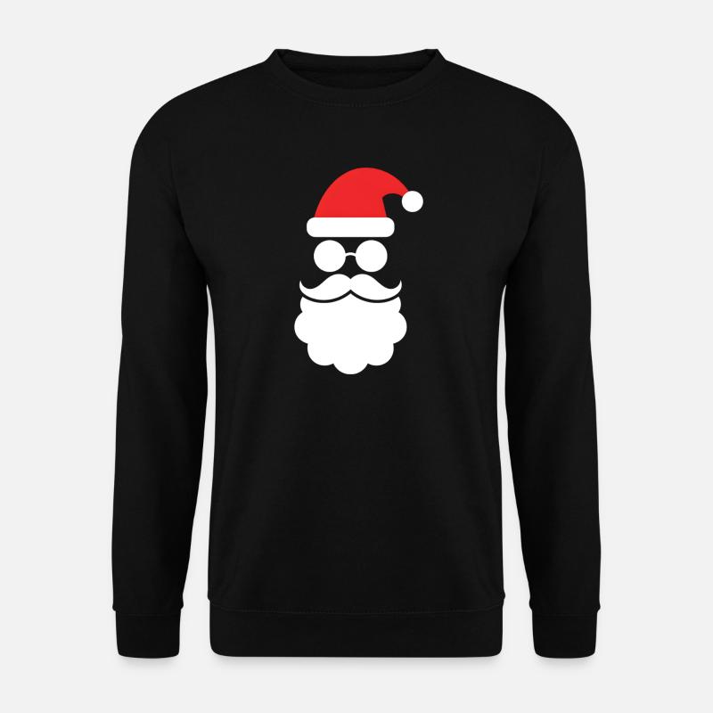 Weihnachtsmann mit Bart Minimal Kopf Design - Unisex Pullover - Schwarz