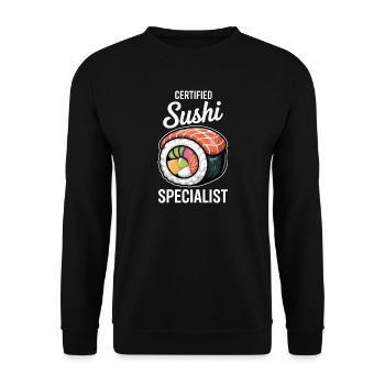 Sushi Spruch Japanisch Lustiges Sushi Geschenk - Unisex Pullover - Schwarz - Vorne - Alina (178cm) & Michal (187cm)