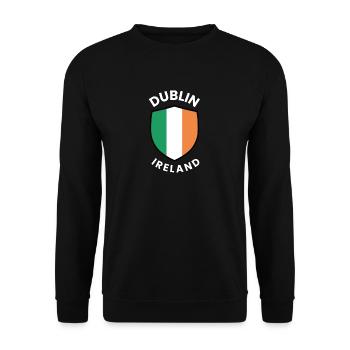 Dubliner Schild mit den Farben Irlands - Unisex Pullover - Schwarz - Vorne - Alina (178cm) & Michal (187cm)