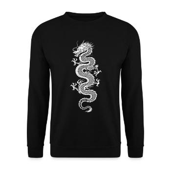 Dragon Blanc sur Fond Noir - Sweat-shirt Unisexe - noir - Devant - Alina (178cm) & Michal (187cm)