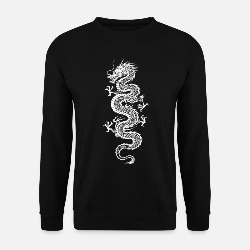 White Dragon on Black Background - Unisex Sweatshirt - black