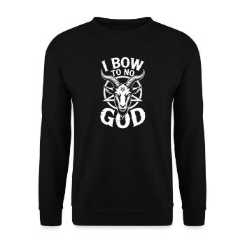 Ziegen-Glyphe: Verbeuge dich nicht vor einem Gott - Unisex Pullover - Schwarz - Vorne - Alina (178cm) & Michal (187cm)