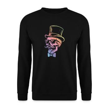 Totenkopf Zylinder Sonnenbrille Regenbogen - Unisex Pullover - Schwarz - Vorne - Alina (178cm) & Michal (187cm)