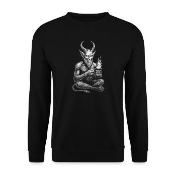 World’s Okayest Overlord Kaffee Vibe - Unisex Pullover - Schwarz - Vorne - Alina (178cm) & Michal (187cm)