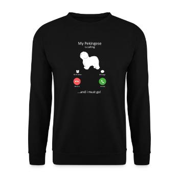 Pekingese Is Calling Funny Dog Owner - Unisex Sweatshirt - black - Front - Alina (178cm) & Michal (187cm)