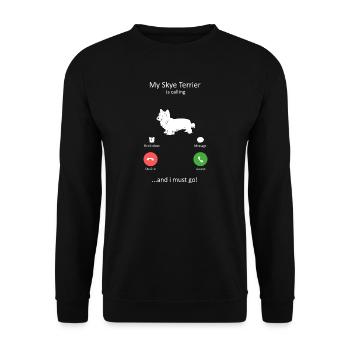 Mein Skye Terrier ruft und ich muss zur Kunst - Unisex Pullover - Schwarz - Vorne - Alina (178cm) & Michal (187cm)