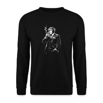Elegant and Funny Monkey Smoking Cigar - Unisex Sweatshirt - black - Front - Alina (178cm) & Michal (187cm)