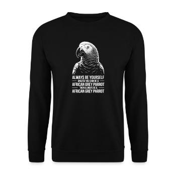 Graupapagei Sprüche Lustiges Graupapagei Geschenk  - Unisex Pullover - Schwarz - Vorne - Alina (178cm) & Michal (187cm)