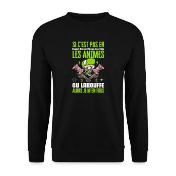 Si C'est Pas En Rapport Avec Les Mangas Jeux Vidéo - Sweat-shirt Unisexe - noir - Devant - Alina (178cm) & Michal (187cm)