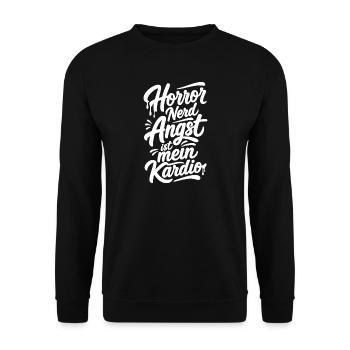 Horror Nerd Filmabend Comic Szene - Unisex Pullover - Schwarz - Vorne - Alina (178cm) & Michal (187cm)