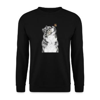 Aussie Looking Butterfly Australian Shepherd - Unisex Sweatshirt - black - Front - Alina (178cm) & Michal (187cm)