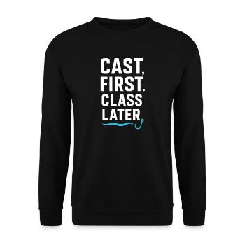 Distribution en première classe plus tard - Sweat-shirt Unisexe - noir - Devant - Alina (178cm) & Michal (187cm)