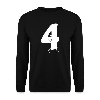 Lustige Vier: Minimalistische Ziffer 4 | Vierter - Unisex Pullover - Schwarz - Vorne - Alina (178cm) & Michal (187cm)