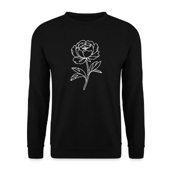 Ligne de pivoines en noir et blanc - Sweat-shirt Unisexe - noir - Devant - Alina (178cm) & Michal (187cm)