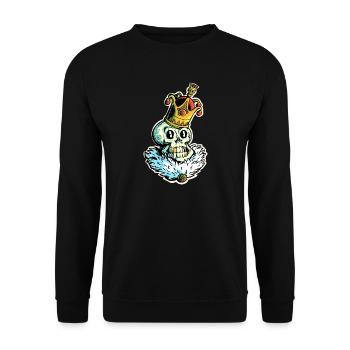 Der königliche Schädel - Unisex Pullover - Schwarz - Vorne - Alina (178cm) & Michal (187cm)