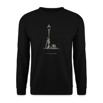 Straßenlaterne Morgendämmerung - Unisex Pullover - Schwarz - Vorne - Alina (178cm) & Michal (187cm)