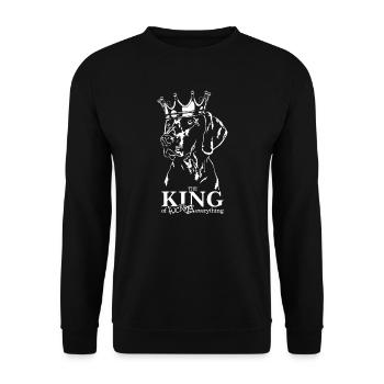 Weimaraner King Hundespruch Hunde Wilsigns - Unisex Pullover - Schwarz - Vorne - Alina (178cm) & Michal (187cm)