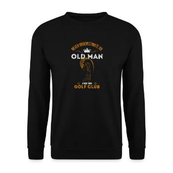 Old Man Golfen Golfer Opa Geschenkidee Alter Mann - Unisex Pullover - Schwarz - Vorne - Alina (178cm) & Michal (187cm)