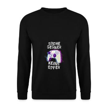 Suche Gegner Keine Opfer Gamer - Unisex Pullover - Schwarz - Vorne - Alina (178cm) & Michal (187cm)