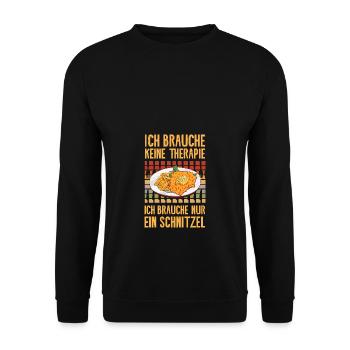 Ich brauche nur ein Schnitzel - Unisex Pullover - Schwarz - Vorne - Alina (178cm) & Michal (187cm)
