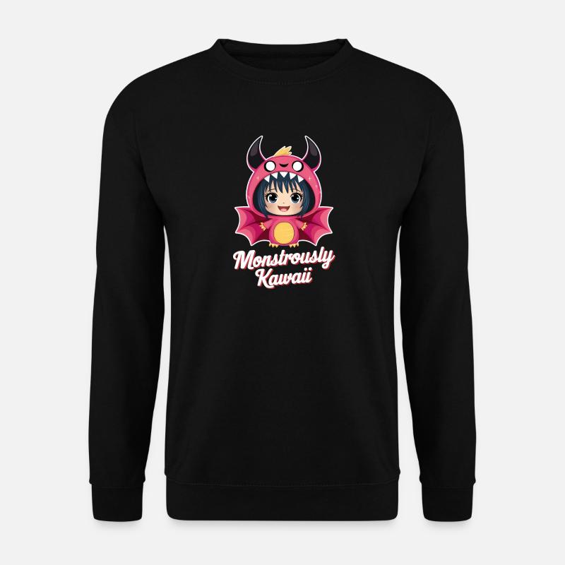 Anime-Mädchen im Monsteranzug - Unisex Pullover - Schwarz