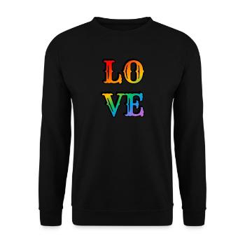 Retro Regenbogen Liebe - Unisex Pullover - Schwarz - Vorne - Alina (178cm) & Michal (187cm)