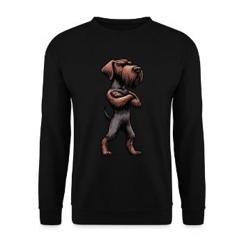 Allemand à poil dur Propriétaire allemand à poil dur - Sweat-shirt Unisexe - noir - Devant - Alina (178cm) & Michal (187cm)