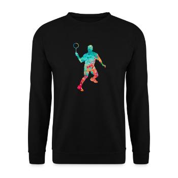 Badminton PopArt - Unisex Pullover - Schwarz - Vorne - Alina (178cm) & Michal (187cm)
