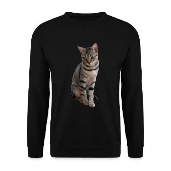 Katze Kätzchen Tigerkatze Katzenshirt Geschenk - Unisex Pullover - Schwarz - Vorne - Alina (178cm) & Michal (187cm)