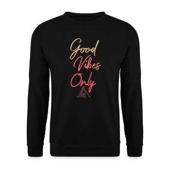 Only Good Vibes Yoga Workout shirts with Asana Pose - Unisex Sweatshirt - black - Front - Alina (178cm) & Michal (187cm)