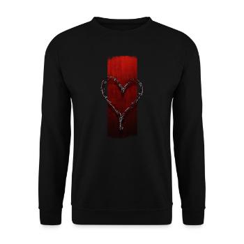 Verschlungene Resilienz: herzförmiger Stacheldraht - Unisex Pullover - Schwarz - Vorne - Alina (178cm) & Michal (187cm)