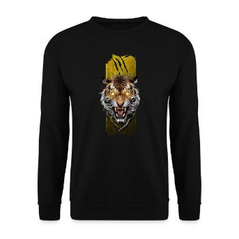 Majestätischer Zorn: Grimmig brüllender Tiger - Unisex Pullover - Schwarz - Vorne - Alina (178cm) & Michal (187cm)