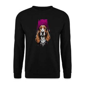 Fidèle compagnon : basset hound - Sweat-shirt Unisexe - noir - Devant - Alina (178cm) & Michal (187cm)
