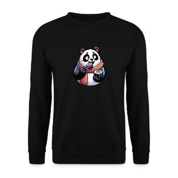Panda Sushi Japanisches Essen - Unisex Pullover - Schwarz - Vorne - Alina (178cm) & Michal (187cm)