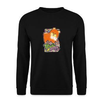 J’adore les petits chiens. poméranien. SD 14 - Sweat-shirt Unisexe - noir - Devant - Alina (178cm) & Michal (187cm)